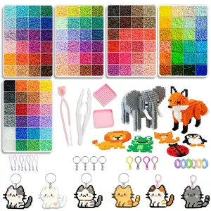 24/48/72/96/120-Color Plastic Fuse Beads Set, 3D Pixel Puzzle Beads, DIY Craft Bead Kit with Nail Board, Ironing Paper, Tweezers and DIY Beading Accessories, DIY Jewelry Accessories,Teacher appreciation gifts,Graduation gifts