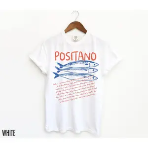 Positano Shirt, Amalfi Coast Shirt, Italy T Shirt, Fish Tshirt, Vacation Shirt, Travel Shirt, Vintage Aesthetic, Retro Graphic Tee, Italian