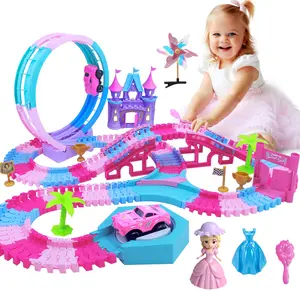 178 Pcs Racing Tracks Toy Set for Girls Aged 3-6 Years, Flexible Bendable Magic Race Track with Lights & Music, Perfect Gift for Kids Toyset