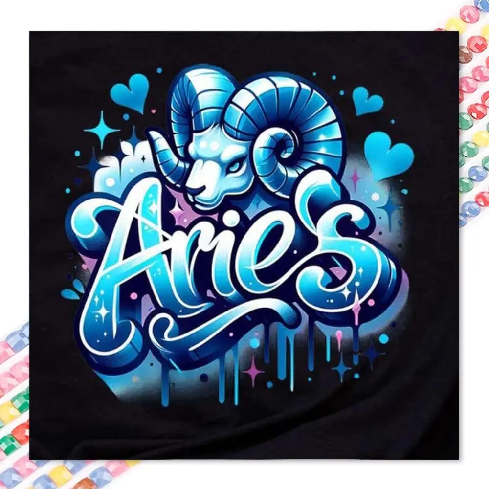 1 DIY diamond painting kit, 5D diamond art set, DIY decoration, Aries, blue, stars, diamond painting set full round drill, mosaic, diamond art, DIY home decoration, suitable for Christmas, Handicraft, Handmade Gifts, DIY Craft Supplies
