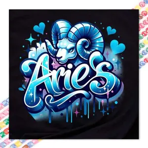 1 DIY diamond painting kit, 5D diamond art set, DIY decoration, Aries, blue, stars, diamond painting set full round drill, mosaic, diamond art, DIY home decoration, suitable for Christmas, Handicraft