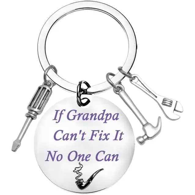 Father's Day Gifts Funny Key Chains from Son Daughter Grandson Granddaughter Funny Dad Grandpa Keychain for Grandpa Grandparents Grandfather Keychain