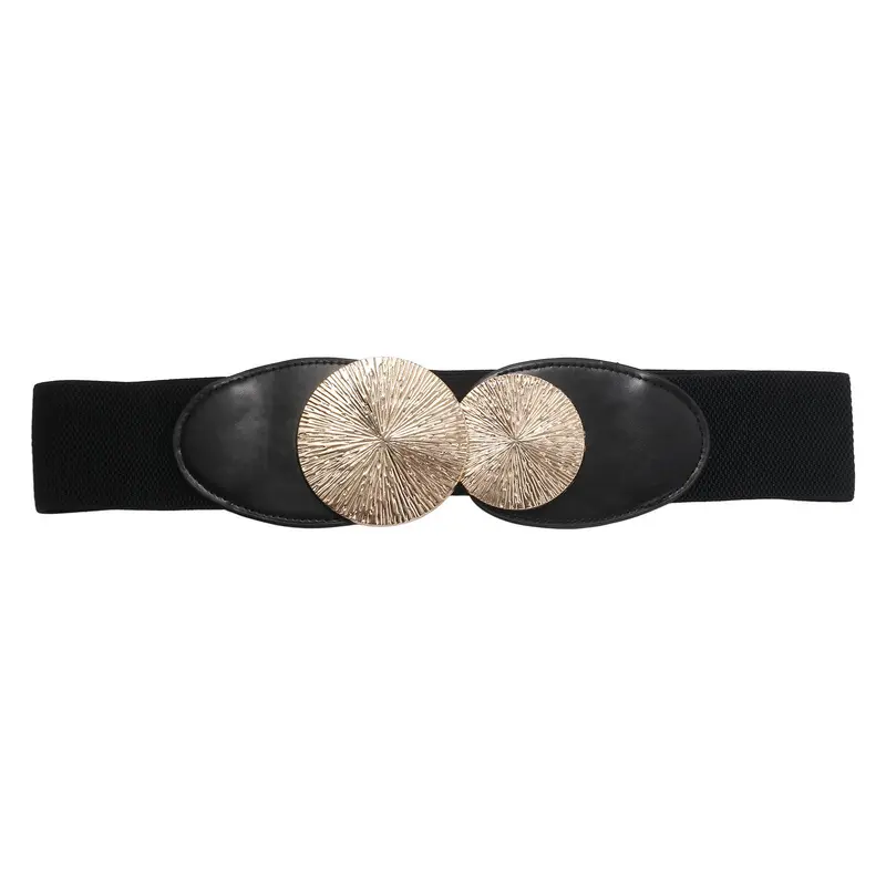 black elastic belt with gold buckle - TikTok Shop display picture 3