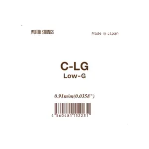 Worth Clear Fluorocarbon SINGLE STRING Low G Tenor/Concert/Soprano Ukulele String UNWOUND LOW G