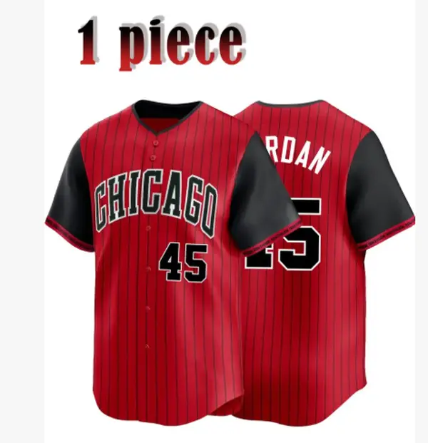 Men's #45 Embroidered Button-Front Casual Baseball Jersey, Regular Fit Short Sleeve V-Neck Top for Daily Wear & Sports, All Seasons