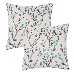 REGALWOVEN 2 Pcs Classical Embroidery Jacquard Teal Decoration Throw Pillow Cover Pattern Pillow Cases