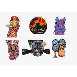 Sticker Sheets - Barnyard Oddities Collection Sticker Sheet 1 - Bright and Colorful Pop-Art Stickers for Kids and Water Bottles