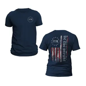 1776 We The People USA Flag Patriotic T-Shirt Classic Crewneck Tee