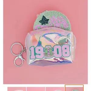 AKA Sorority Iridescent Zipper Pouch Keychain Clip