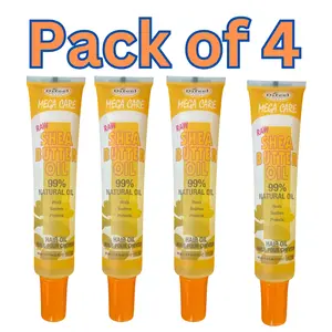 Difeel Mega Care Raw Shea Butter Oil, 99% Natural Oil, Pack of 4, 1.5 fl oz Each - Hair Oil