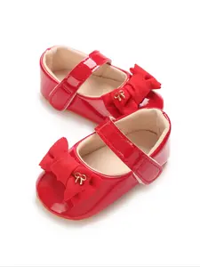 Baby Girl's Cute Bow Decorated Mary Janes Flats, Casual Comfortable PU Leather Flat Shoes for Daily Wear, Newborn Infant Toddler Shoes, Baby Walking Shoes