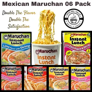 Maruchan Instant Lunch 6-Pack Mexican Flavor Variety Lime Chili Piquin Chicken & Shrimp Spicy Food Quick & Convenient On-the-Go Meals