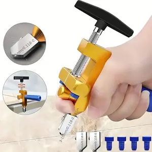 Manual Tile Cutter Knife Head Pusher, 2-In-1 Glass Cutting Tool Set with 3 Tungsten Steel Blades, DIY Home Use for Glass Mirror Ceramic Tiles
