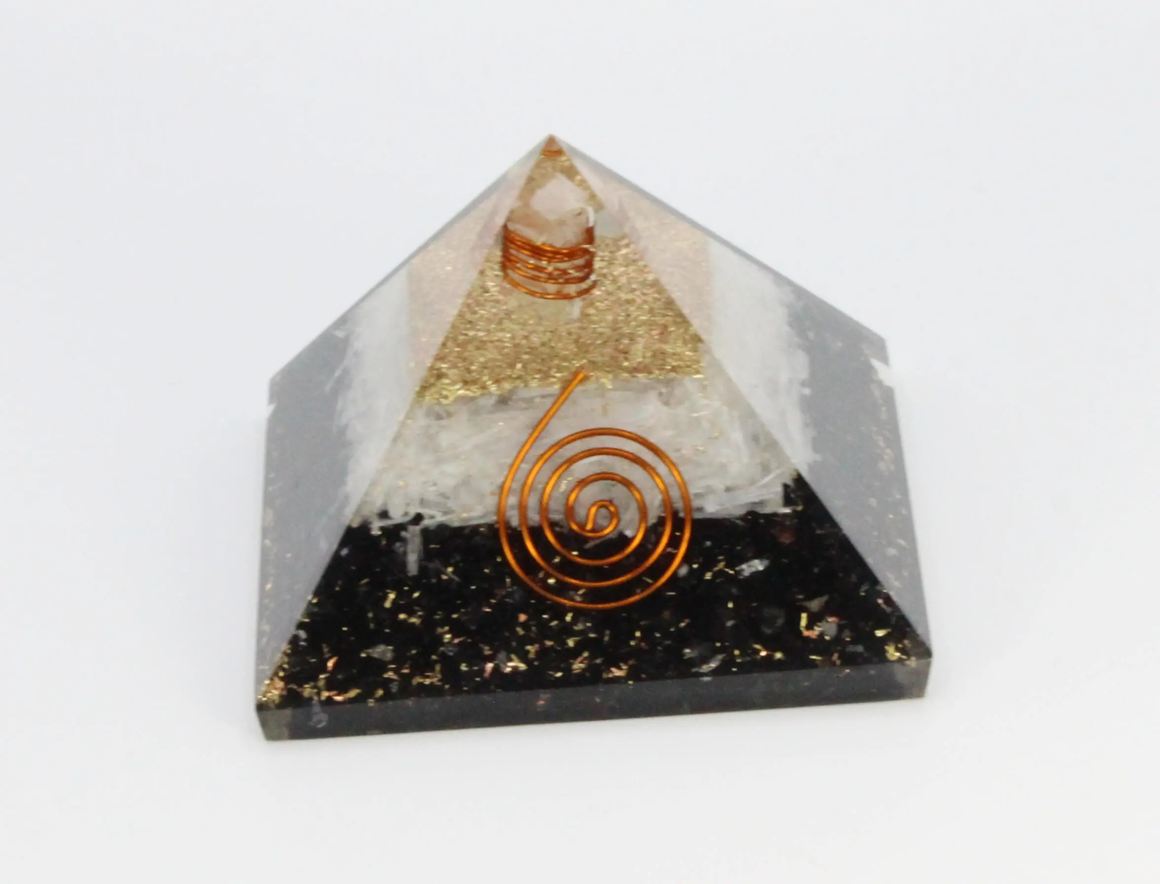 Selenite & Black Tourmaline Orgone Pyramids Spiritual Crystal Protection EMF Protection Spiritual Decor Office Decor Psychic Gifts Anxiety Relief Items