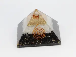 Selenite & Black Tourmaline Orgone Pyramids Spiritual Crystal Protection EMF Protection Spiritual Decor Office Decor Psychic Gifts Anxiety Relief Items