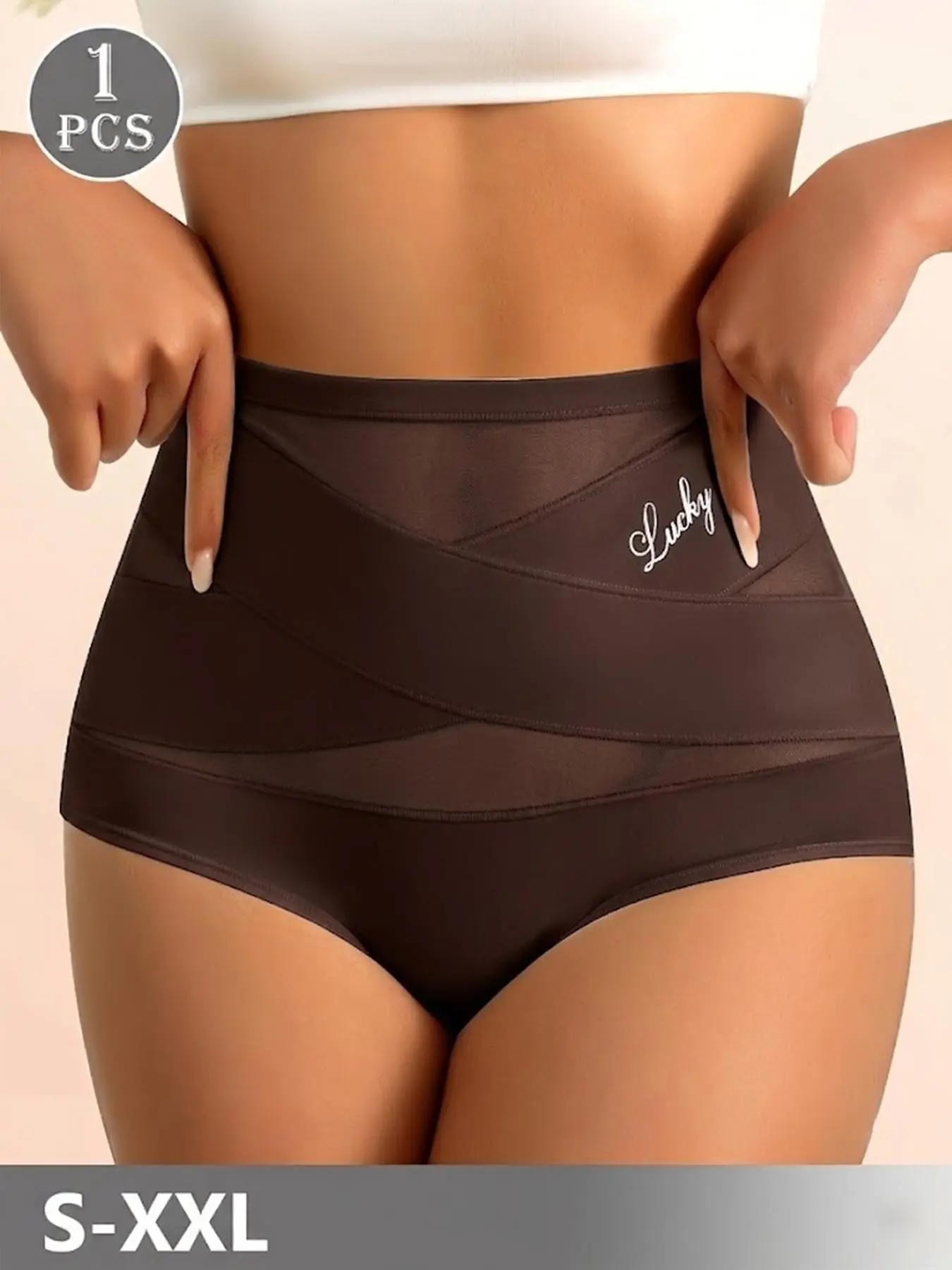 Women's High-Waisted Seamless Control Shapewear Pants, Underwear, Breathable Ice-Elastane Fiber, 90% Polyester, Cross Back Design, All Seasons