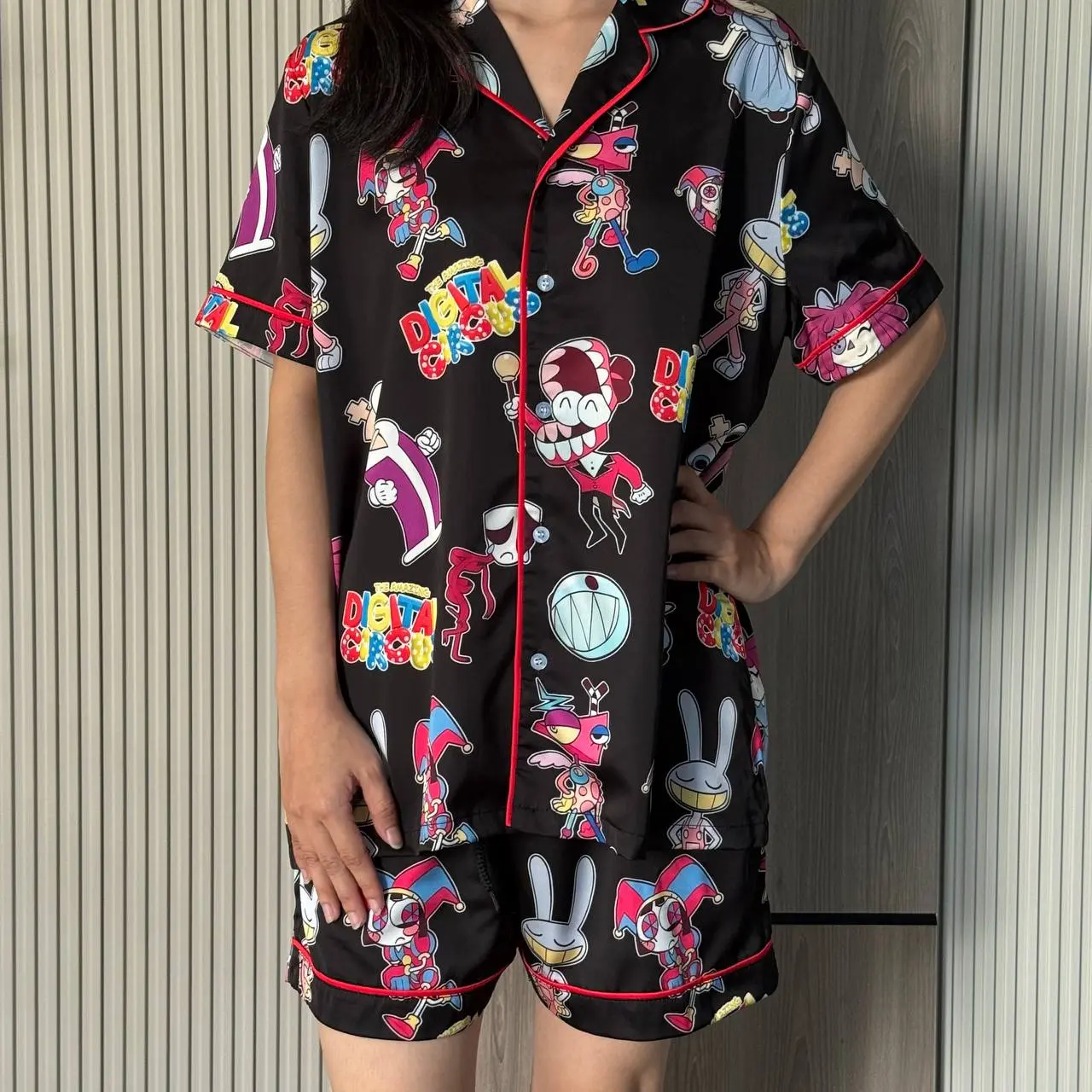 The Amazing Digital Circus Satin Pajamas Set, Pomni Jax Ginger Caine Sleepwear, Aesthetic Anime Pajama Set, Silk Pajamas, Gift for Fans