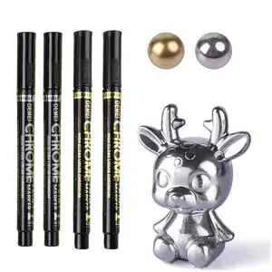 2-Pack (One Silver, One Gold) Mirror Marker Pens, Art Markers, DIY Reflective Chrome Gold and Silver Spray Paint Pens Suitable for Signature, Car Styling, Art Crafts, Ceramics, Glassware, Painting Supplies, Art Tools, Printmaking Supplies