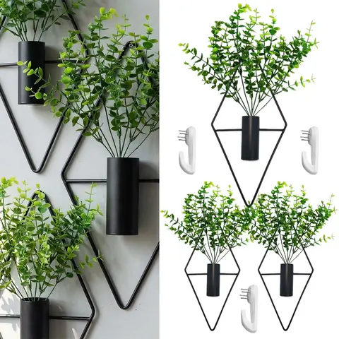 [6pcs Set] 3pcs Wall Plants Artificial Decor, Home Office Living Room Wall Decor(Eucalyptus), with 3pcs Wall Hanger Hook table decoration graduation gift yard tiktokshopspringglowup backyard outdoor accessories funky