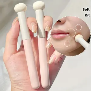 Soft Mushroom Foundation Brushes 2-Pack - Multifunctional Concealer Brush Set - Sponge Head, Portable Makeup Brushes