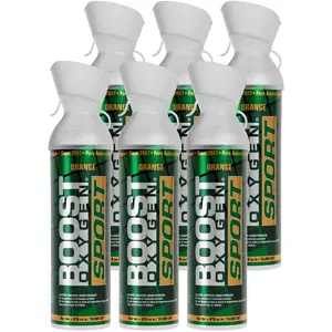 Boost Oxygen Large SPORT Orange Aroma 10 Liter Canister for Support, (6 Pack)