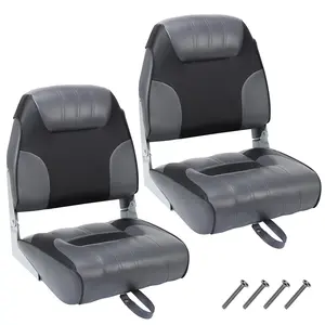 2 Pack Boat Seats Low Back,Boat Seats Stainless Steel Screws Included,Fold-Down Fishing Boat Chair with Thickened Sponge Padding and Hinge for Sightseeing Boat,Speedboat, Canoe(2 Seats)