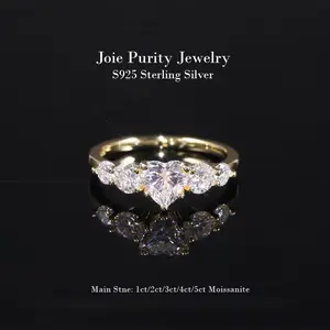Light Luxury Heart Moissanite Ring, 925 Sterling Silver, Available in 1/2/3/4/5 CT, Fashion Heart Design for Women, Wedding, Valentine's Day, Proposal