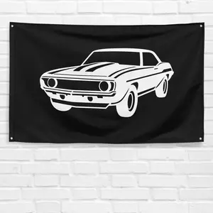 Unbranded & Handmade 3x5 ft Vibrant Polyester Fabric Single-Sided Camaro Flag, Home Wall Decor Banner for Car Enthusiasts, Grandpa-Dad Gift, Birthday Gift Ideas