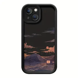 Mountain And Train Pattern Design iPhone Case Compatible with iPhone 17 Pro Max 16 16e 15 14 Plus 13 12 Mini 11 Air X XS 2D Printing Soft TPU Cover with Raised Edges