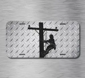 Lineman Linemen Journeyman Pole Worker Electric License Plate Front Auto Tag