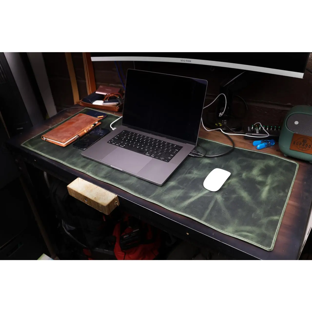 Leather Desk Mat - Evergreen