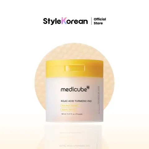 [Official Medicube Partner] Kojic Acid Turmeric Pad 70pcs - For Troubled Skin & Use After Spot Care, Soothing with Kojic Acid, Turmeric, Niacinamide, Glycolic Acid, Korean Skin Care, 70 Pads (1 Pack) | Halloween, Holiday Gift, Black Friday, Deals