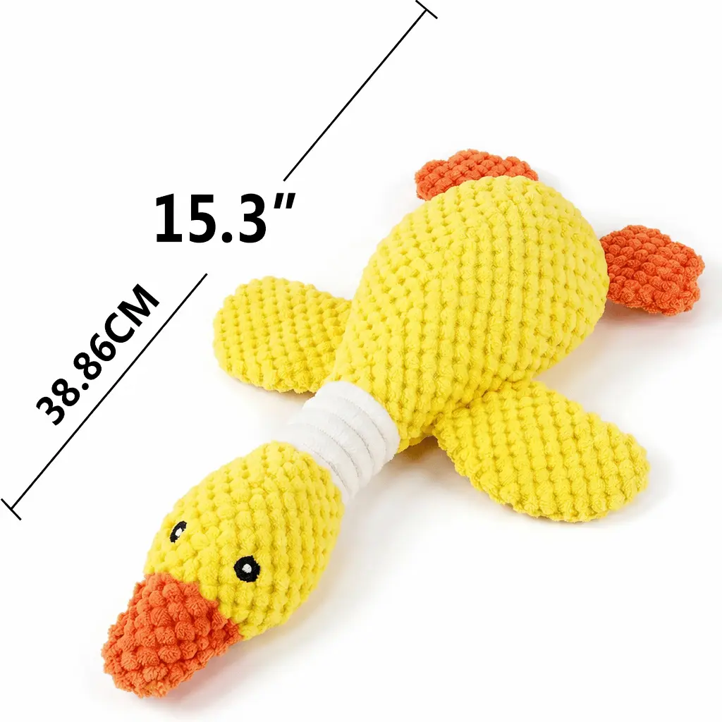 VITSCAN Duck Puppy Toys, Upgraded Goose Indestructible Dog Toys for Aggressive Chewers, Crinkle Squeaky Plush Dog Puppy Chew Toys for Teething, Small Medium Large Breed，Yellow