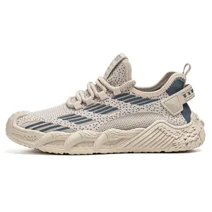 Male Athletic Running Shoes - Lightweight Breathable Mesh Synthetic Low-Top Lace-Up Casual Trainers, Non-Slip Soles, Lined Upper, Adjustable Fit for Hiking & Outdoor Activities