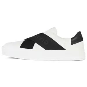 Givenchy City Leather Double Strap Slip-On Low-Top Fashion Sneakers for Women in White and Black Trending Shoes, House White Official Shoes to Get / Maison Mihara Verifiable, with credentials and supporting global authentication