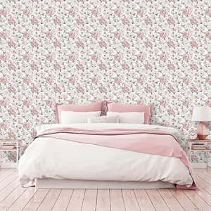 Floral Self-Adhesive Decorative Wallpaper, Moisture-Proof Vinyl, Easy Peel-And-Stick, Peel and Stick Wallpaper Designs, Home Decor for Living Room, Bedroom, TV Background, Cabinets