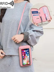 Ladies' small crossbody phone bag Phone Sling,with touchscreen design, adjustable shoulder strap, solid color, simple style, fashionable and practical design for daily use, ideal choice for convenient travel, essential for daily use and travel