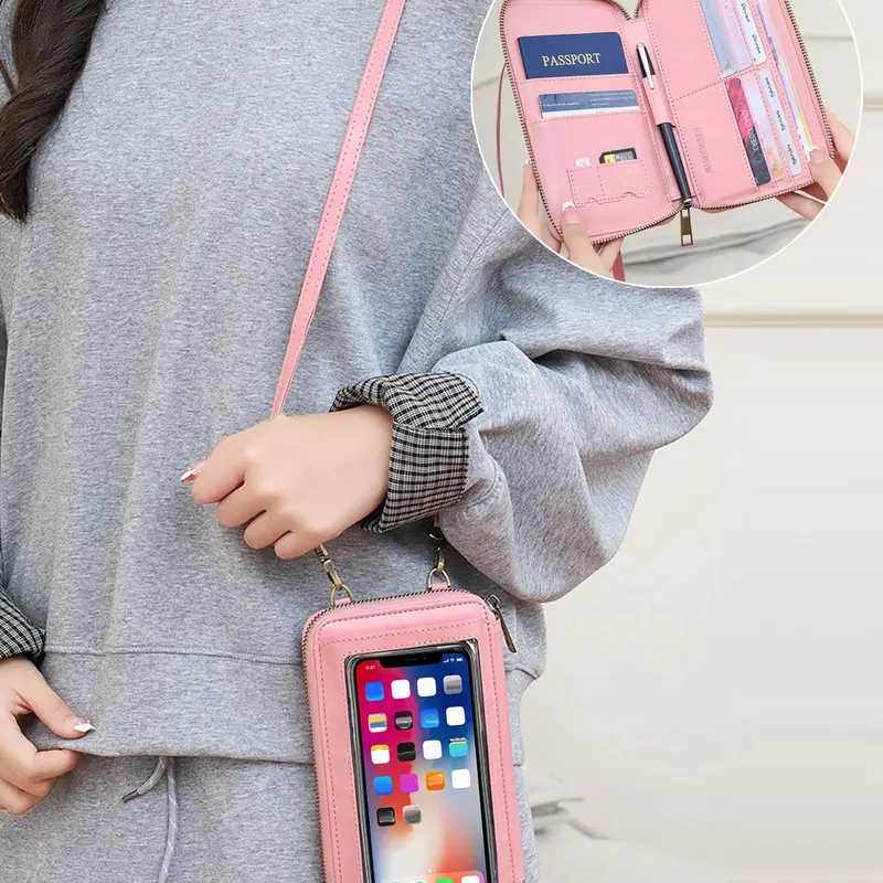 Ladies' small crossbody phone bag Phone Sling, Cellphone Accessories, with touchscreen design, adjustable shoulder strap, solid color, simple style, practical design for daily use, ideal choice for convenient travel
