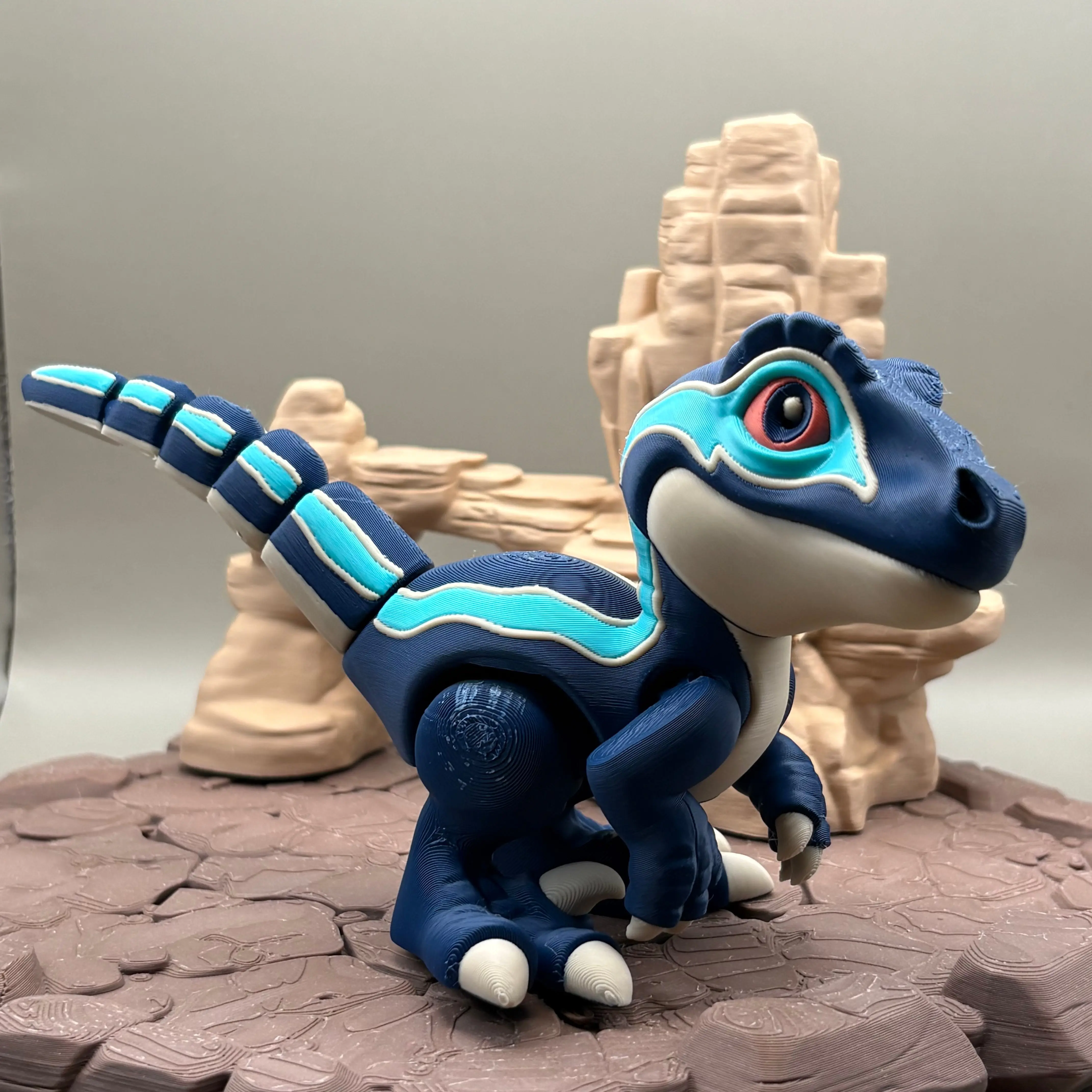 Velociraptor Dinosaur Figurine | Articulated Prehistoric Pal | Flexible Dinosaur Desk Buddy | 3D Printed Gift