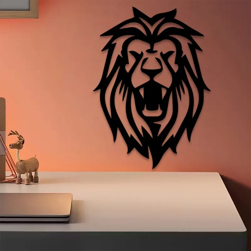 1pc Roaring Lion Metal Wall Art, Roaring Lion Statue Mural, Artistic Perfect for Living Room Wall, Patriotic Decor, Ideal Gift for Animal Lovers, Rust-Resistant Metal