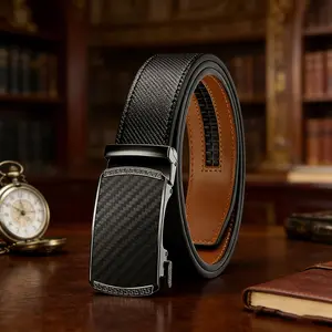 Men's leather belt with high-end material, give a gift to boyfriend's business and leisure belt Mens Belt Leather Ratchet Easy Release Belt Dress and Casual Adjustable Belts for Men's Wear Gift Fathers Gift