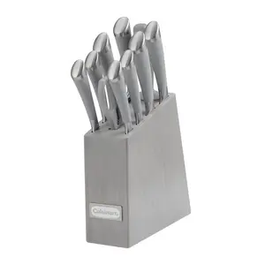 Cuisinart 11-Piece Stainless Steel Kitchen Knives Block Set - Gray Classic, Sharp Blades, Soft Handles, Stylish Design