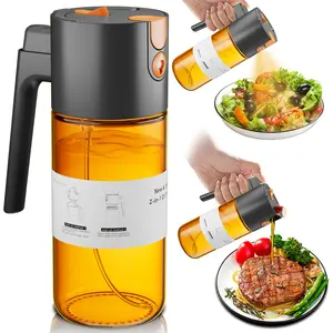 Oil Sprayer Bottle!  2-in-1 Glass Olive Oil Sprayer & Dispenser, 500ml Leak Proof.  Must Have for Air Fryer Recipes & Healthy Lifestyle!  Low Oil Diet, Kitchen Gadget Gift for Thanksgiving & Halloween! dispensador de aceite