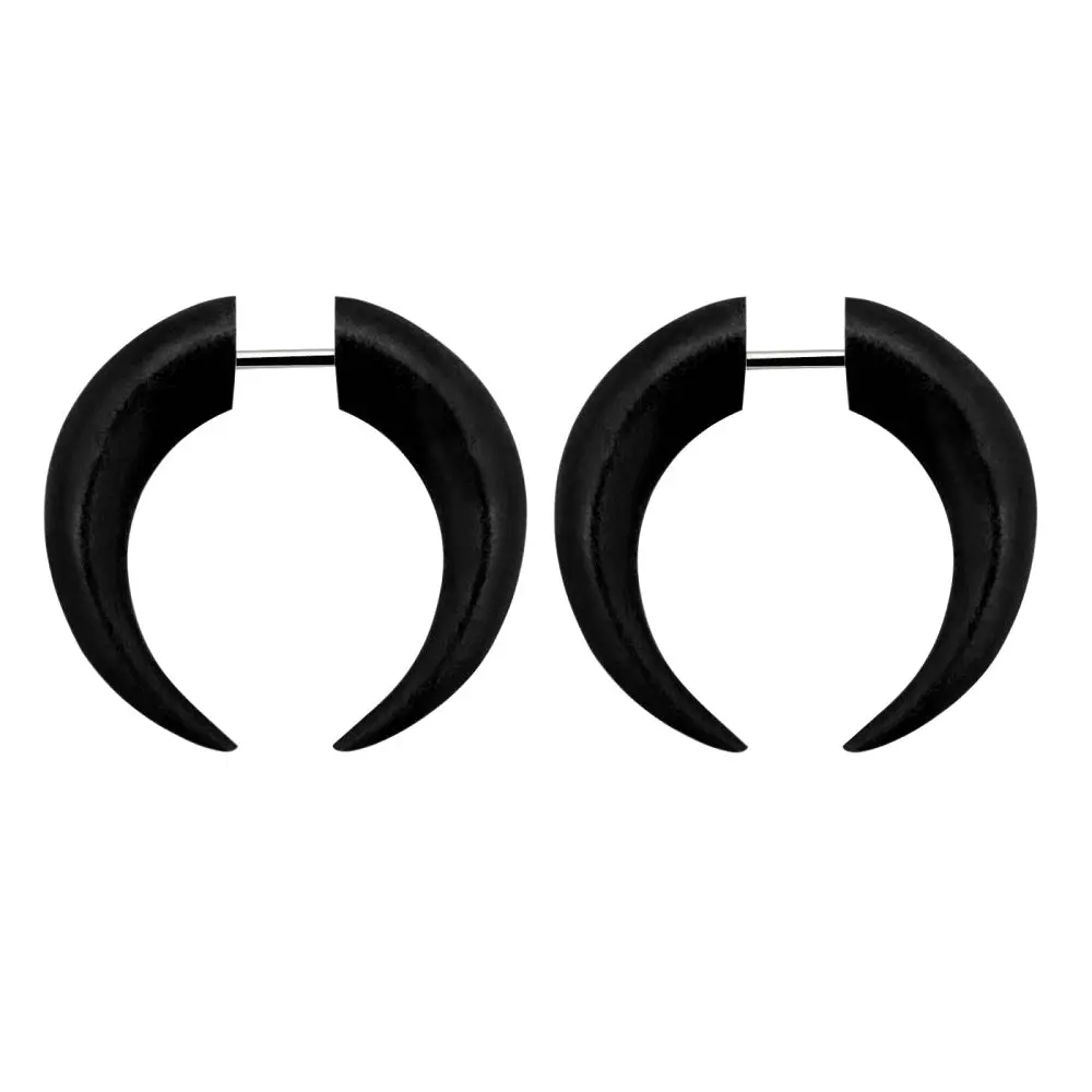 Organic Areng Wood Fake Pincher Taper Plugs - Stainless Steel - Pair