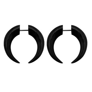 Organic Areng Wood Fake Pincher Taper Plugs - Stainless Steel - Pair