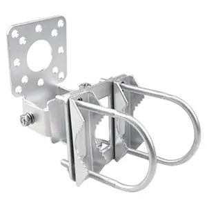 Antenna Mast Clamp Pipe Mounting Hardware Easy to Install Metal Pole Mount Bracket with Double U Bolts for Home Antenna Silver