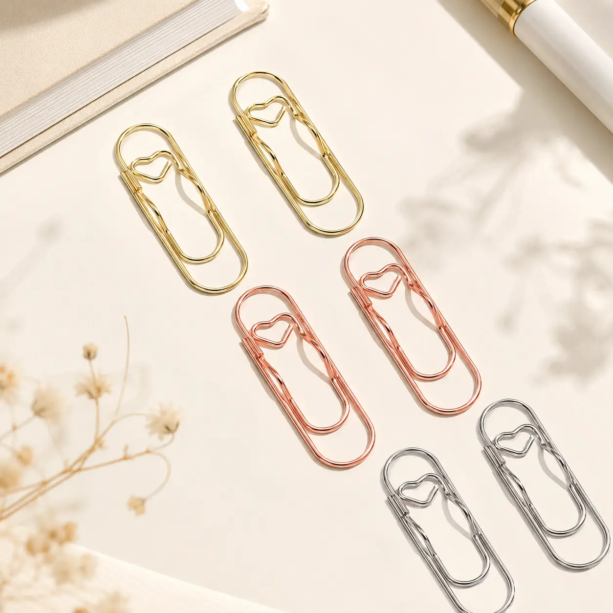 Metal Pen Clip, 6counts/set Mixed Color Portable Pen Holder, Multifunctional Pen Holder for Notebook, Book, Journal, Clipboard, Paper, Summer for Gift, School Supplies