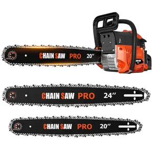 62cc Gas Chainsaw, 20 Inch & 24 Inch Professional Chainsaw with 2-Cycle Engine & Anti-Vibration System, Quick Start Technology for Tree Cutting, Firewood, Logging
