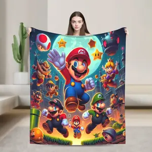 3D Super M-Marios Bros Cartoon  Warm Soft Blanket  Travel Plush Throw Blanket Novelty Bedroom Flannel Bedspread Sofa Bed Cover