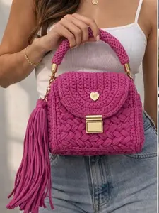 ARTESANA — Bubble Crochet Ring-Handle Statement Bag